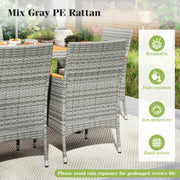 Costway - 9 Pieces Patio PE Wicker Dining Set for Deck  Garden and Yard-White