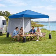 Costway - 9 ft x 9 ft  Pop Up Canopy Tent with 8 Ground Stakes 4 Wind Ropes and Carry Bag  for Outdoor Party-Blue
