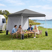 Costway - 9 ft x 9 ft  Pop Up Canopy Tent with 8 Ground Stakes 4 Wind Ropes and Carry Bag  for Outdoor Party-Gray