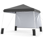 Costway - 9 ft x 9 ft  Pop Up Canopy Tent with 8 Ground Stakes 4 Wind Ropes and Carry Bag  for Outdoor Party-Gray