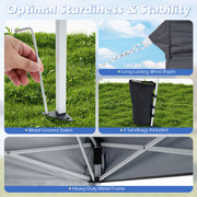 Costway - 9 ft x 9 ft  Pop Up Canopy Tent with 8 Ground Stakes 4 Wind Ropes and Carry Bag  for Outdoor Party-Gray