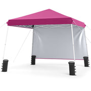Costway - 9 ft x 9 ft  Pop Up Canopy Tent with 8 Ground Stakes 4 Wind Ropes and Carry Bag  for Outdoor Party-Pink