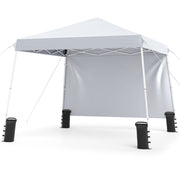 Costway - 9 ft x 9 ft  Pop Up Canopy Tent with 8 Ground Stakes 4 Wind Ropes and Carry Bag  for Outdoor Party-White