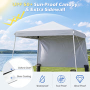 Costway - 9 ft x 9 ft  Pop Up Canopy Tent with 8 Ground Stakes 4 Wind Ropes and Carry Bag  for Outdoor Party-White
