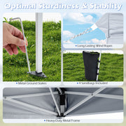 Costway - 9 ft x 9 ft  Pop Up Canopy Tent with 8 Ground Stakes 4 Wind Ropes and Carry Bag  for Outdoor Party-White