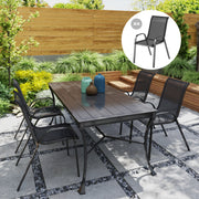Outsunny - Set of 4 Outdoor Dining Chairs, Stackable Lawn Chairs with High Back, Breathable Mesh Seat for Garden Porch, Black