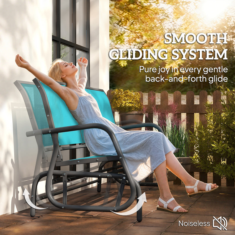 Outsunny - 3-Seat Outdoor Glider Chair, Patio Rocking Chair, Steel Frame, Sling Fabric Seat for Garden, Backyard, Lawn, Blue