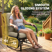 Outsunny - Patio Glider, Outdoor Glider Chair with Cushions, Steel Frame, Curved Armrests, Beige