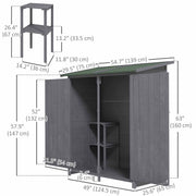 Garden Storage Shed Asphalt Roof Wooden Timber Double Door Utility Storage House with Shelf, Green and Grey