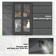 6x4.5FT Plastic Shed, Lockable Garden Tool Storage House with Double Doors and Vent, Grey