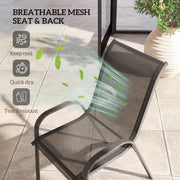 Outsunny - Set of 4 Outdoor Dining Chairs, Stackable Lawn Chairs with High Back, Breathable Mesh Seat for Garden Porch, Black