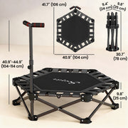 Soozier 42" Foldable Mini Trampoline, One-Step Fold Rebounder Trampoline with Adjustable Foam Handle for Indoor Outdoor Workout