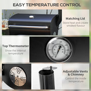 Outsunny - Charcoal Barbecue Grill, BBQ with Thermometer, Shelves and Wheels, Black