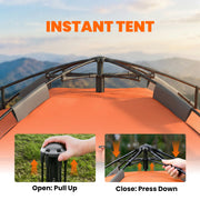 Outsunny - Pop up Camping Tent, 3-4 Man Family Tent, 3000mm Waterproof, with Carry Bag and Top Hook, Dark Grey and Orange