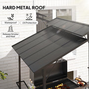 Outsunny - 8 x 5ft Hardtop Grill Gazebo with Double Metal Roof, 2 Side Shelves and 10 Hooks for Patio Backyard Lawn Deck
