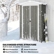 Outdoor Storage Shed Apex Roof Metal Garden Shed with Shelf for Backyard, Light Grey
