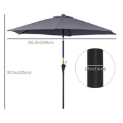 8.5FT Patio Umbrella, Round Garden Parasol with 6 Ribs, Market Sunshade Tilt Canopy w/ Crank Handle for Outdoor, Grey