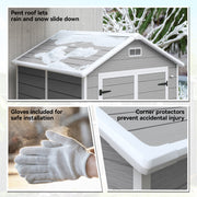 6x5 Plastic Garden Storage Shed with Floor Window Lockable Doors and Vents Outdoor Wood Effect Grey