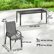 Outsunny - Outdoor Dining Sets for 8 with Stackable Chairs, Patio Dining Set with Glass Top Table for Garden, Patio, Backyard, Dark Grey