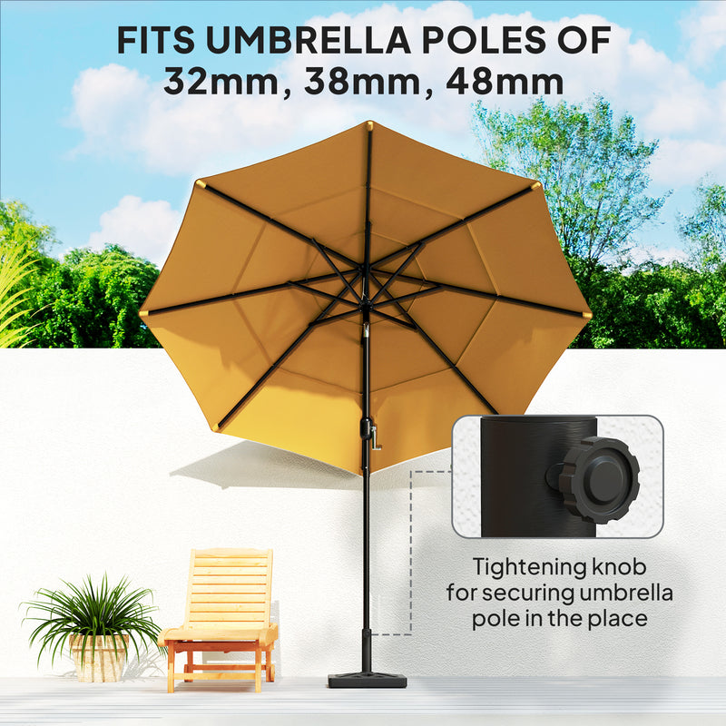 Outsunny - Umbrella Base, 33lbs HDPE Outdoor Umbrella Stand Parasol Stand with Cut-Out Design — 84D-352V00BK