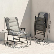 Outsunny - Folding Rocking Chair Set of 2 Padded Rockers with Armrest, Light Grey