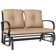 Outsunny - 2-Person Outdoor Glider Chair, Patio Double Rocking Loveseat with Steel Frame and Cushions for Backyard, Garden and Porch, Khaki