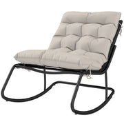 Outsunny - Outdoor Rocking Chair, Oversized Rocking Patio Chair with 25" Extra Wide Mesh Seat and Cushion, Khaki