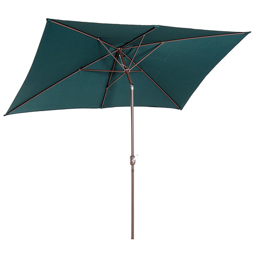 Outsunny - 6.5x10ft Rectangle Aluminum Tilt Patio Umbrella Garden Market Parasol Outdoor Sunshade Canopy with Crank(Green)