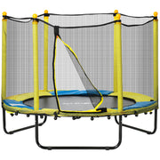 Qaba 4.6FT Trampoline for Kids with Enclosure Net for Ages 3-6, Indoor Outdoor Use, Yellow