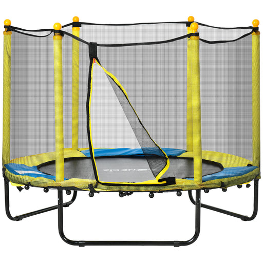 Qaba 4.6FT Trampoline for Kids with Enclosure Net for Ages 3-6, Indoor Outdoor Use, Yellow