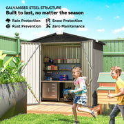 6.5' x 4' Outdoor Storage Shed, Metal Garden Shed with Lockable Double Doors, 4 Vents, Light Grey
