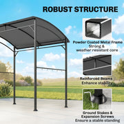 Outsunny - 7' x 5' Garden Grill Canopy, BBQ Grill Gazebo Tent with Steel Frame and Hooks, Outdoor Sun Shade, Charcoal Grey