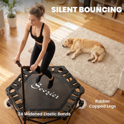 Soozier 42" Foldable Mini Trampoline, One-Step Fold Rebounder Trampoline with Adjustable Foam Handle for Indoor Outdoor Workout