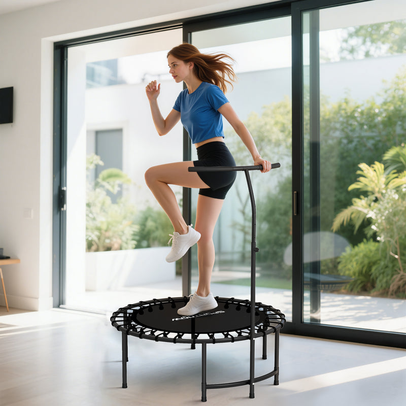 Soozier 40" Rebounder Trampoline ,Mini Trampoline Indoor with Adjustable Handle, Quiet and Safe Bungee Rebounder,Black