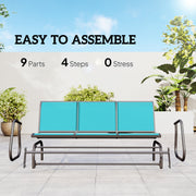 Outsunny - 3-Seat Outdoor Glider Chair, Patio Rocking Chair, Steel Frame, Sling Fabric Seat for Garden, Backyard, Lawn, Blue