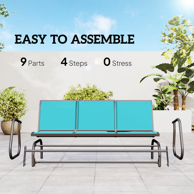 Outsunny - 3-Seat Outdoor Glider Chair, Patio Rocking Chair, Steel Frame, Sling Fabric Seat for Garden, Backyard, Lawn, Blue