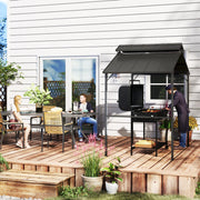 Outsunny - 8 x 5ft Hardtop Grill Gazebo with Double Metal Roof, 2 Side Shelves and 10 Hooks for Patio Backyard Lawn Deck