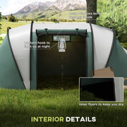 Outsunny - Camping Tent with 2 Bedrooms and Living Area, 3000mm Waterproof Family Tent, for Fishing Hiking Festival, Army Green