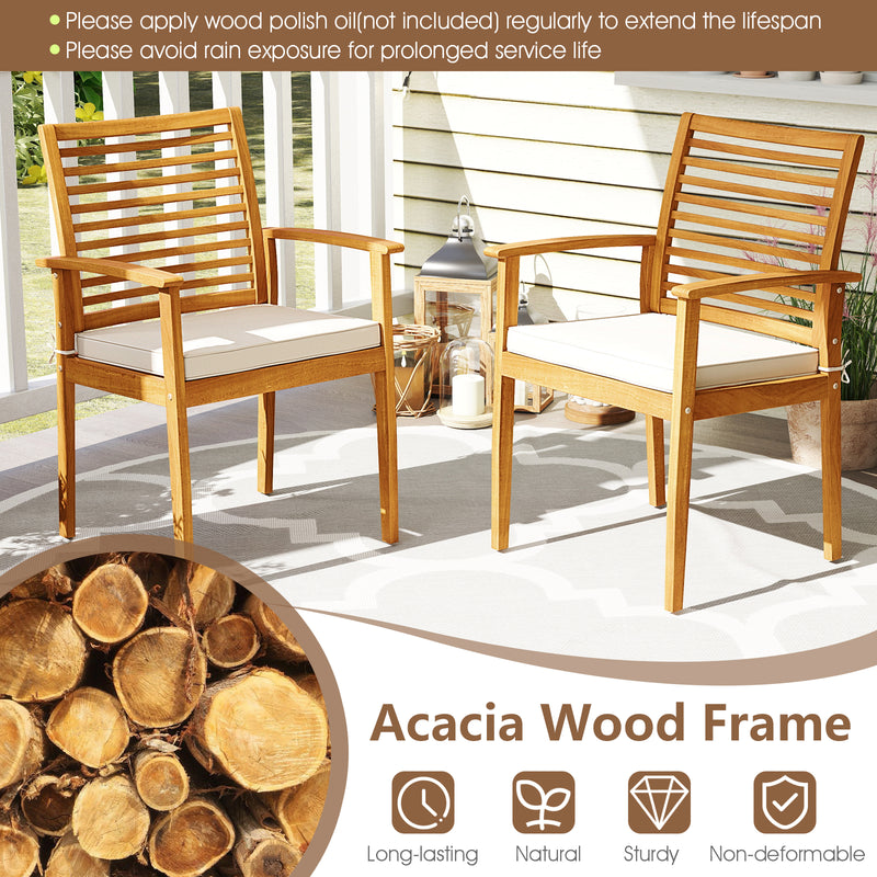 Costway - Acacia Wood 7-Piece Patio Dining Set with Umbrella Hole