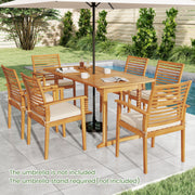 Costway - Acacia Wood 7-Piece Patio Dining Set with Umbrella Hole