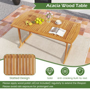 Costway - Acacia Wood 7-Piece Patio Dining Set with Umbrella Hole