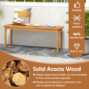 Costway - Acacia Wood Outdoor Table and Bench Chairs Set with 1.97 Inch Umbrella Hole
