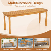 Costway - Acacia Wood Outdoor Table and Bench Chairs Set with 1.97 Inch Umbrella Hole