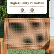 Costway - Acacia Wood Outdoor Dining Chairs Set of 2 PE Rattan Patio Chairs with Backrests and Armrests