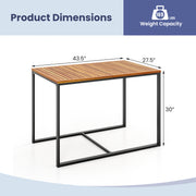 Costway - Acacia Wood Patio Dining Table with Metal Frame-Navy