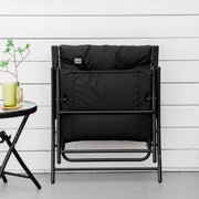 Outsunny - Foldable Lounge Chair, Fabric Upholstered Recliner, Outdoor Lounger with Armrest, Metal Frame for Backyard, Black