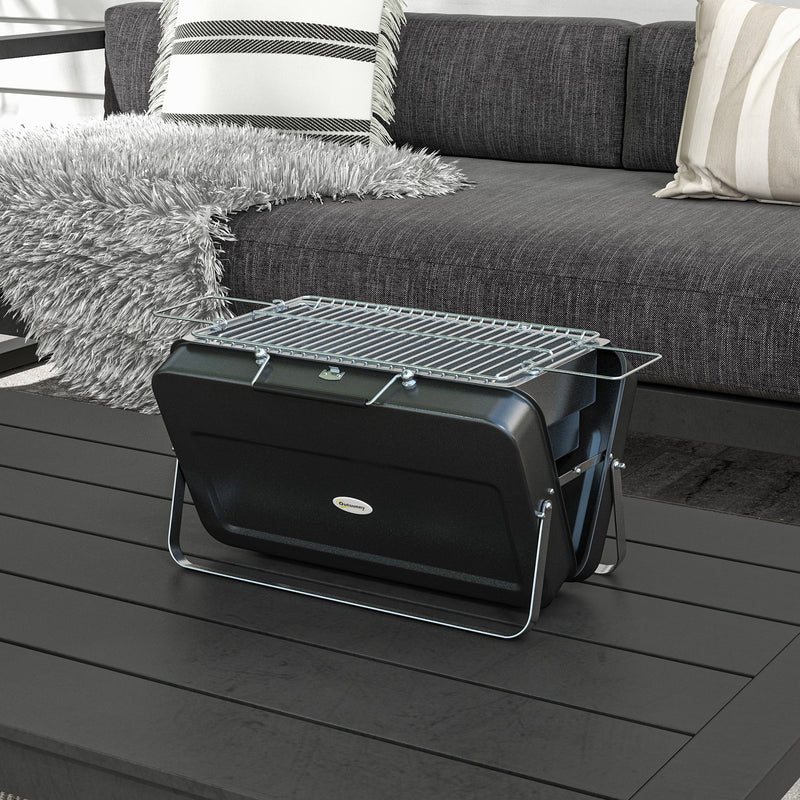 Outsunny - Metal Suitable-Style Portable BBQ Grill - Black