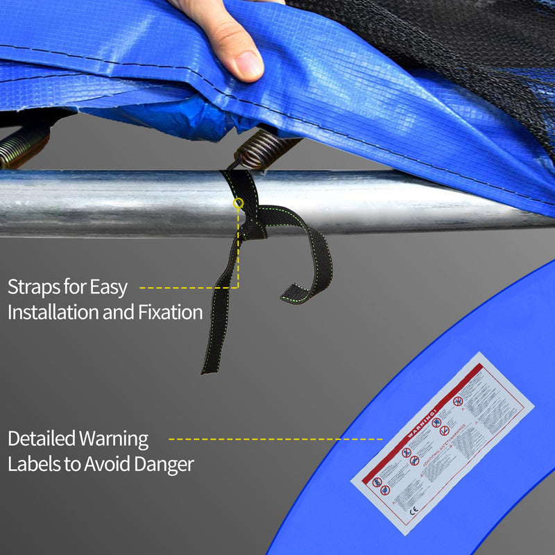 Aosom ⌀8ft Trampoline Pad ⌀96" Spring Safety Replacement Gym Bounce Jump Cover EPE Foam, No Holes for Pole, Blue