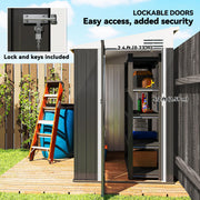 4' x 8' Outdoor Storage Shed Lean to Shed Outdoor Metal Tool Shed with Lockable Door and Air Vents, Dark Grey