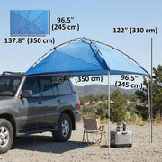 Outsunny - Car Awning Camping Tailgate Tent for SUV, 3000mm Waterproof Car Side Awning with Carry Bag, Light Blue